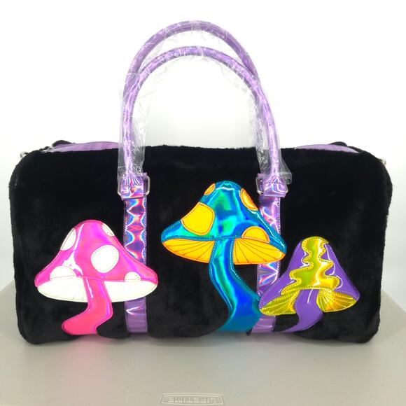 Dolls Kill Handbags - Dolls Kill Current Mood Lost in Wonderland Fuzzy Weekender Bag New